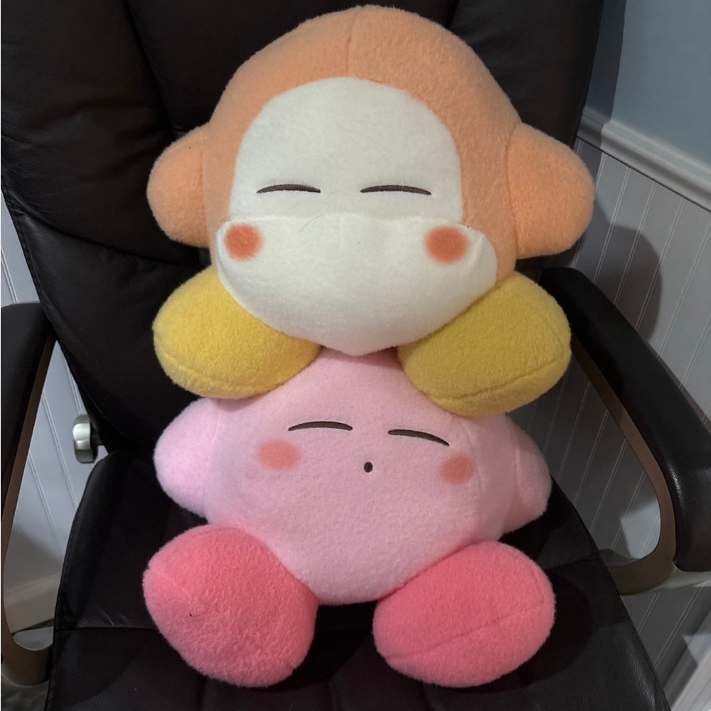 Cute Kirby Plush Toy Set - Pink and Orange